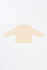 Avauma Lovely Breeze Henley Shirt in Sugar Cream – Long sleeve baby top with lace neckline
